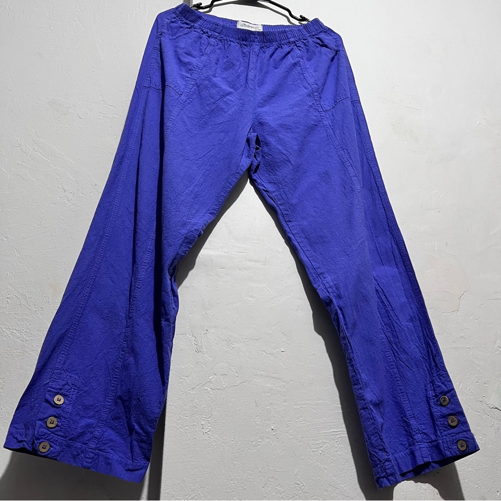 The Vermont Country Store Women's Crinkle Cotton Ankle-Length Pants Blue :Box B: